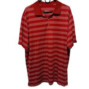 Nike Red and White Striped Men's Polo Shirt